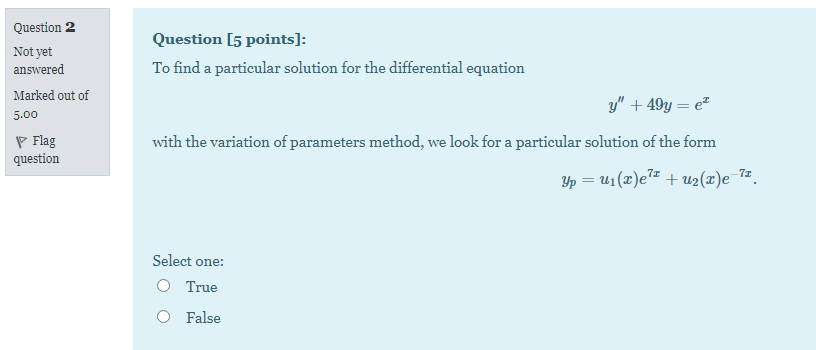 Solved Question [5 points]: To find a particular solution | Chegg.com