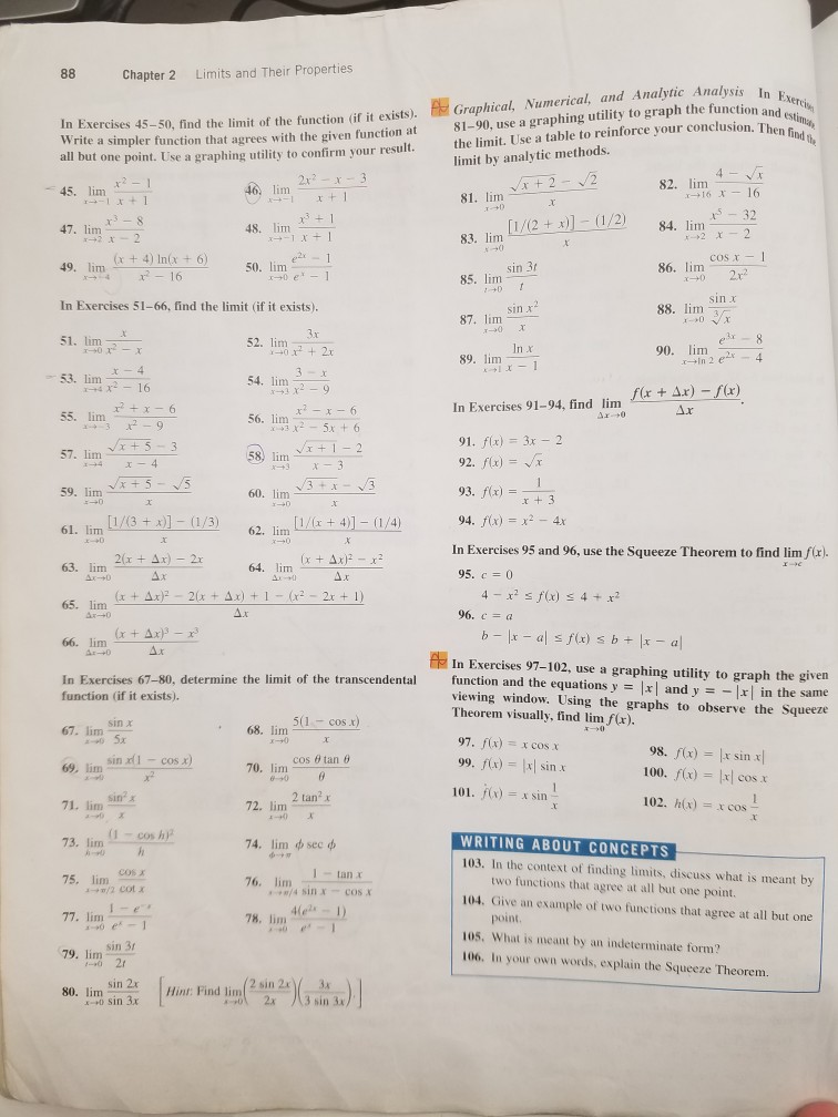 Solved Chapter 2 Limits and Their Properties Analysis In | Chegg.com