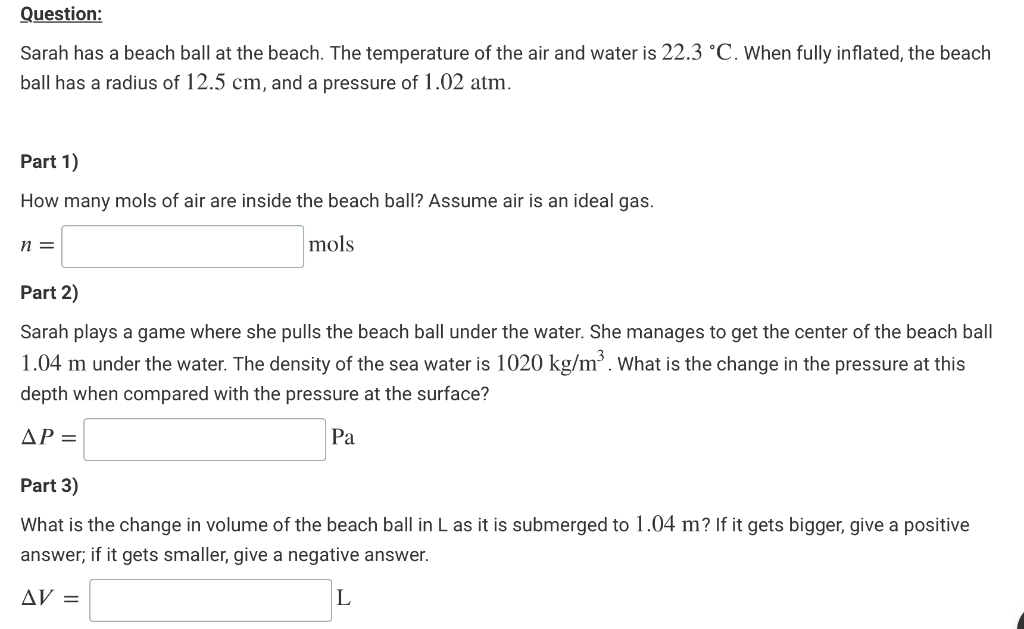 Solved This is the Ideal gas law questions. The answer of