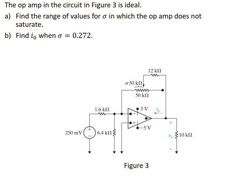 Solved The op amp in the circuit in Figure 3 is ideal. a) | Chegg.com