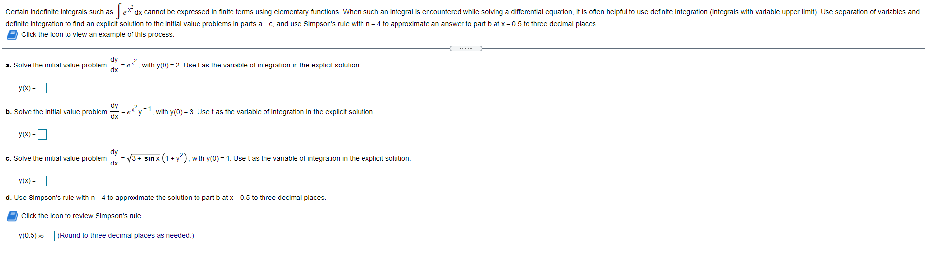 Solved Certain Indefinite Integrals Such As ∫ex2dx Cannot 0395