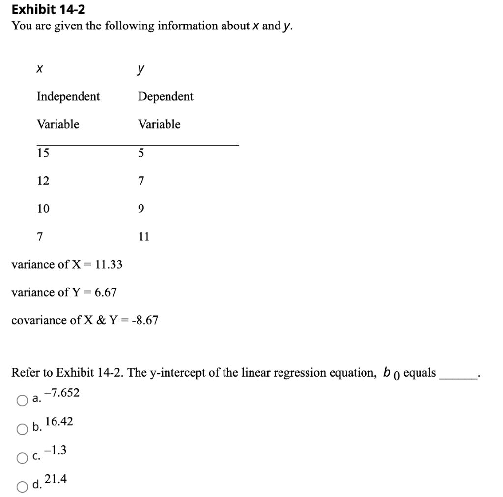 Solved Exhibit 14 2 You Are Given The Following Information