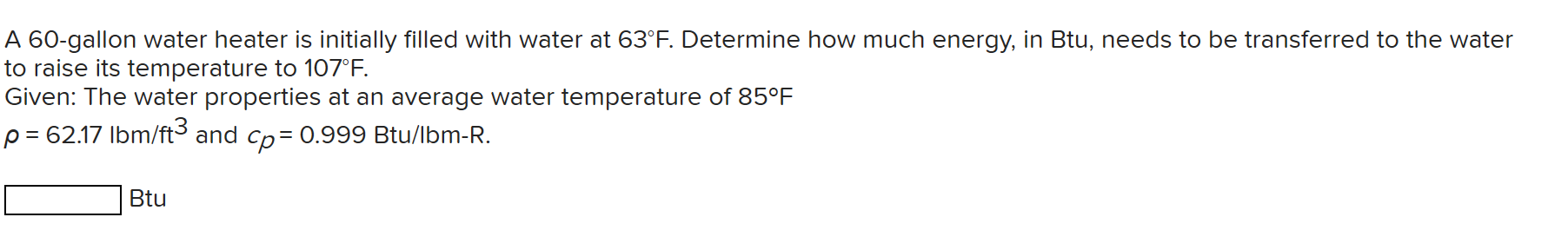 Solved A 60-gallon water heater is initially filled with | Chegg.com