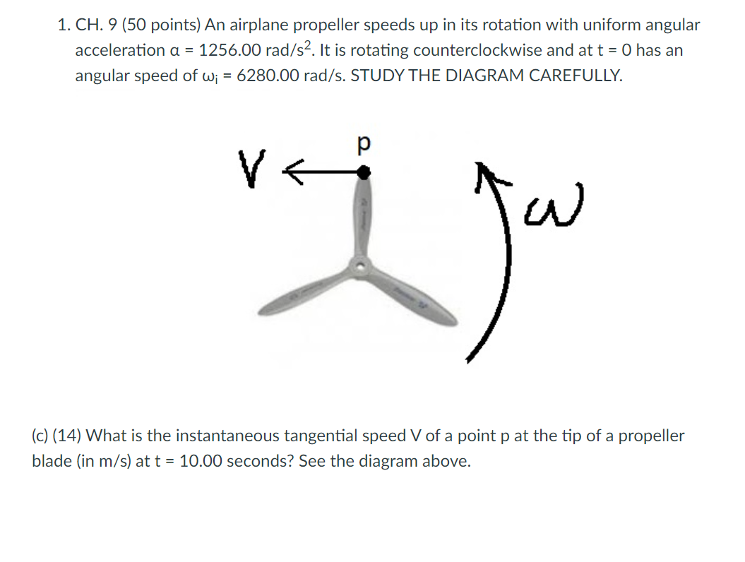Solved 1. CH. 9 (50 points) An airplane propeller speeds up | Chegg.com