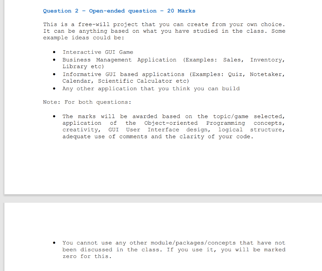 Solved Question 2 - Open-ended question - 20 Marks This is a | Chegg.com