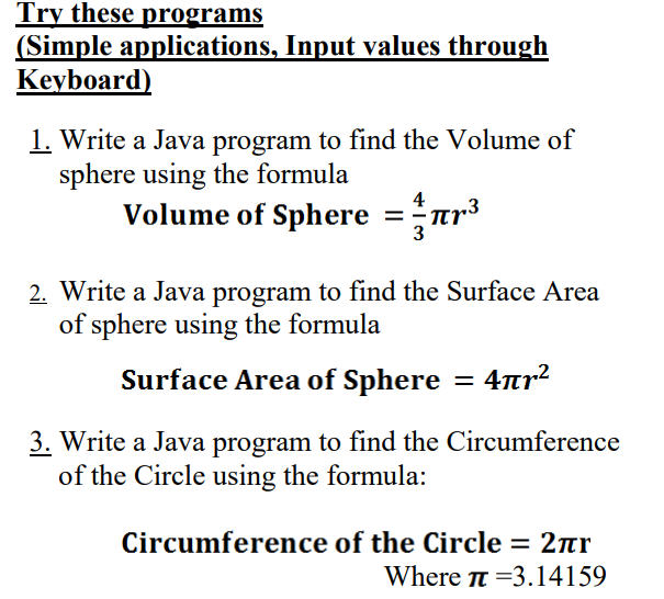 Solved Try these programs (Simple applications, Input values | Chegg.com
