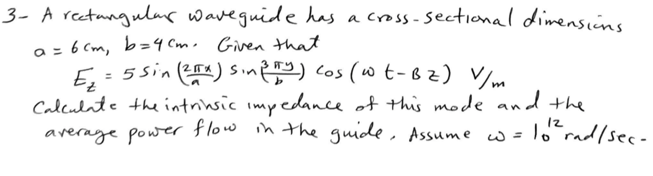 Solved 3 3- A rectangular waveguide has a cross-sectional | Chegg.com