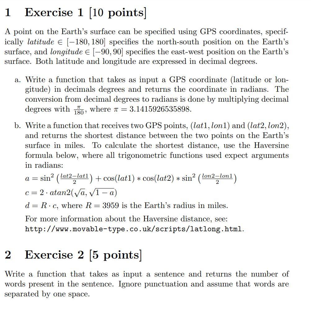 Solved 1 Exercise 1 (10 Points] A Point On The Earth's | Chegg.com