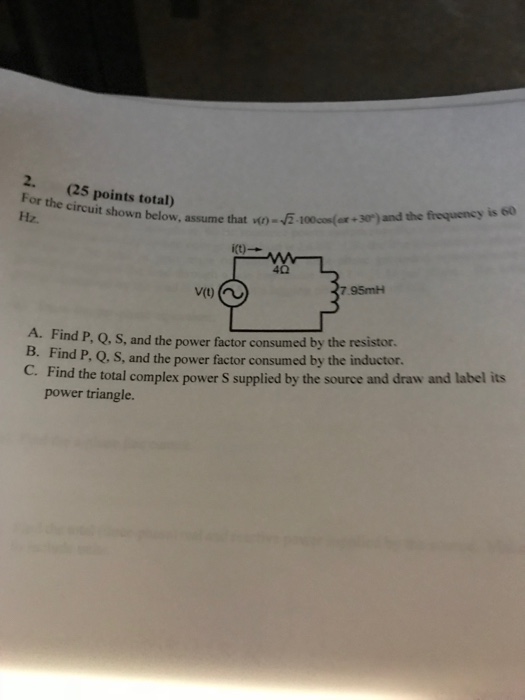 Solved 2. (25 points total) For the circuit shown below, Hz. | Chegg.com