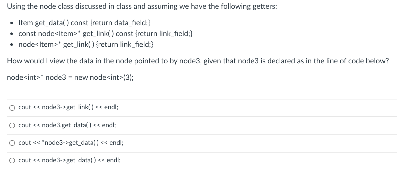 Solved Using the node class discussed in class and assuming | Chegg.com