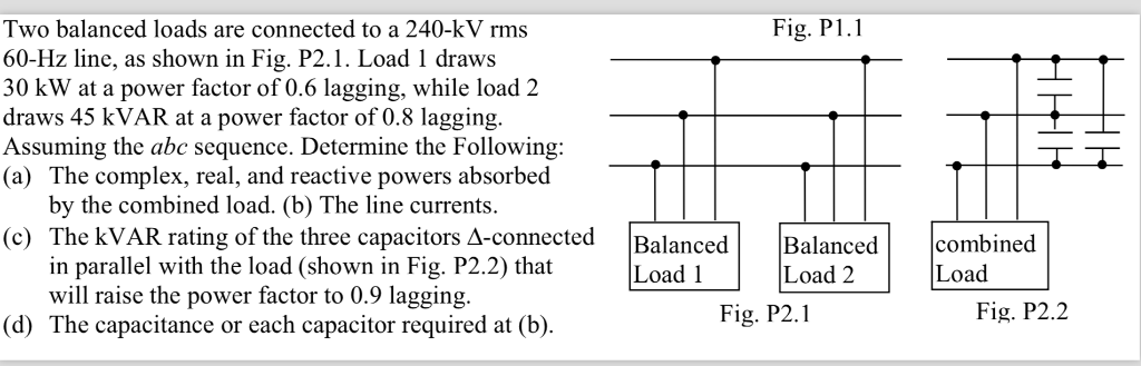 Solved Two balanced loads are connected to a 240-kV rms | Chegg.com