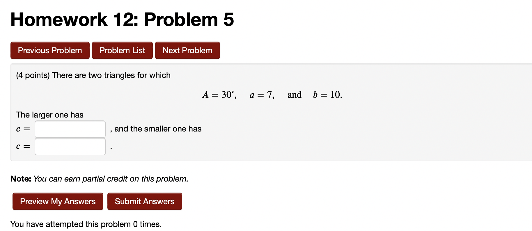 Solved Homework 12: Problem 5 Previous Problem Problem List | Chegg.com