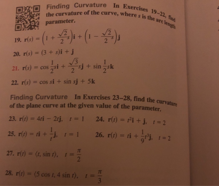 Ding Exercise Solved ding Curvature In Exercises 1 回Fin rve, where s i the | Chegg.com