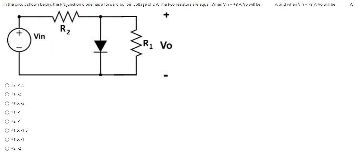 Solved In the circuit shown below, the PN junction diode has | Chegg.com