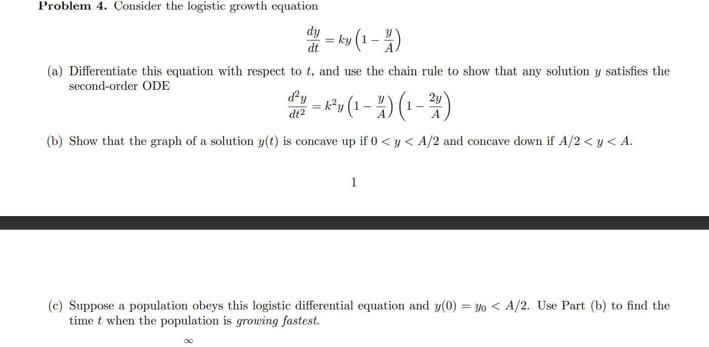 Solved Problem 4. Consider the logistic growth equation Y dy
