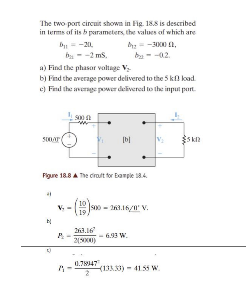 Solved The two-port circuit shown in Fig. 18.8 is described | Chegg.com