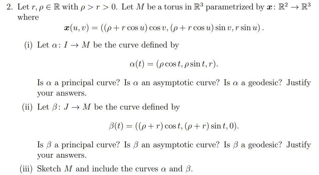 2 Let R Pe R With P R 0 Let M Be A Torus In Chegg Com