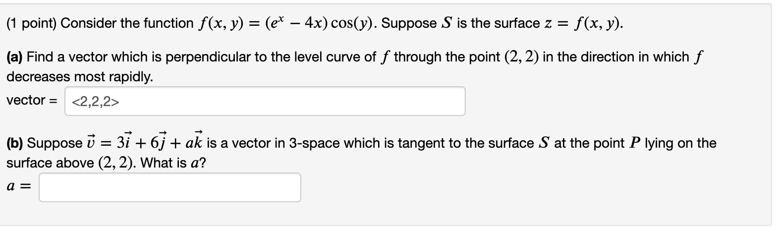Solved 1 point) Consider the function | Chegg.com