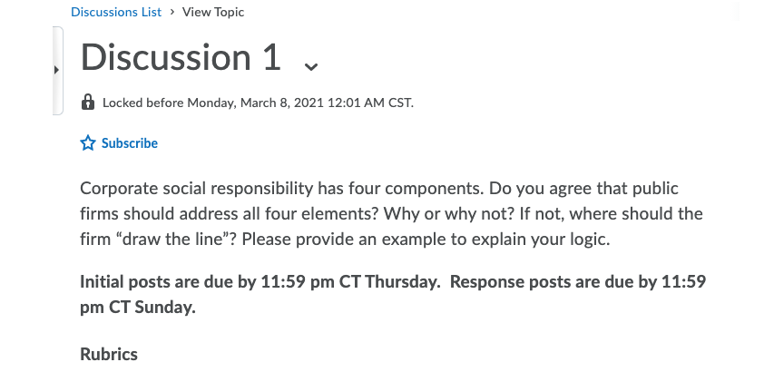 Solved Discussions List > View Topic Discussion 1 Locked | Chegg.com
