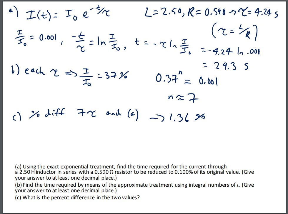 Solved n ~ (a) Using the exact exponential treatment, find | Chegg.com