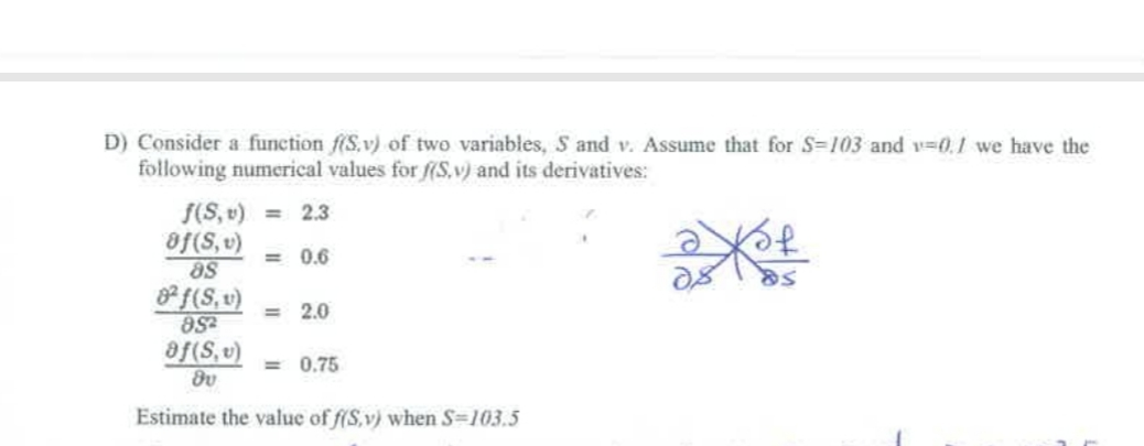 Solved D) Consider a function f(sv) of two variables, S and | Chegg.com