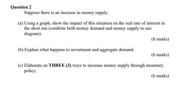 Solved Question 2 Suppose there is an increase in money | Chegg.com