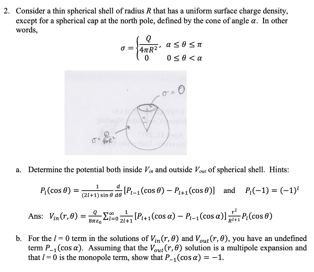 Solved 2. Consider a thin spherical shell of radius R that | Chegg.com