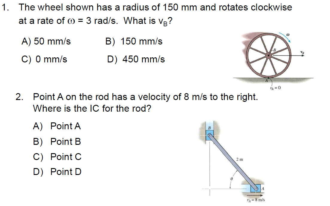 Solved 1. The wheel shown has a radius of 150 mm and rotates | Chegg.com