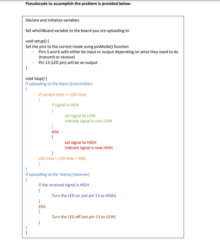 Pseudocode to accomplish the problem is provided | Chegg.com