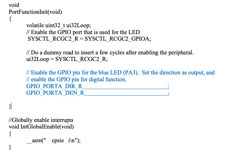 Consider a system with an output pin PA3, which | Chegg.com