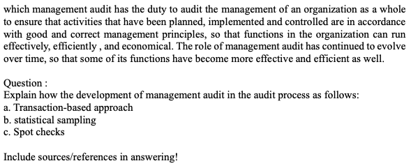 Solved which management audit has the duty to audit the | Chegg.com