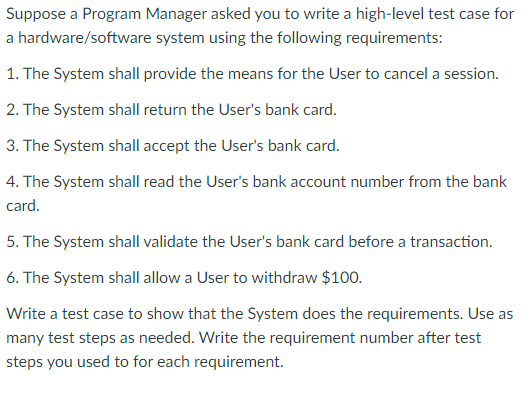 Solved Suppose a Program Manager asked you to write a | Chegg.com