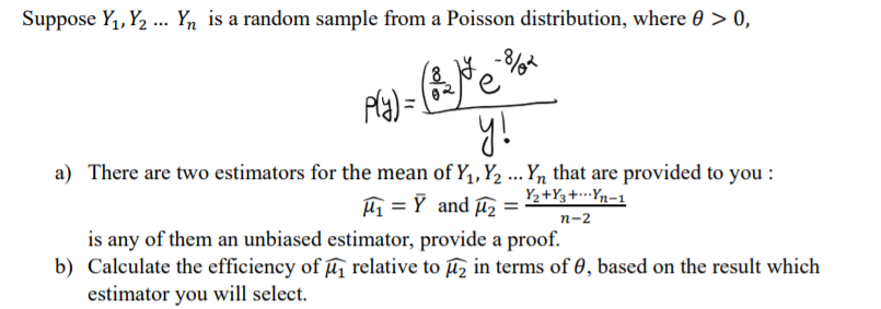 Solved Suppose Y , Y2 ... Yn Is A Random Sample From A | Chegg.com