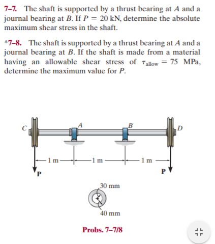 Solved 7-7. The shaft is supported by a thrust bearing at A