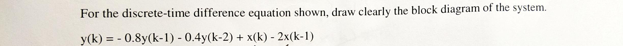 Solved For the discrete-time difference equation shown, draw | Chegg.com