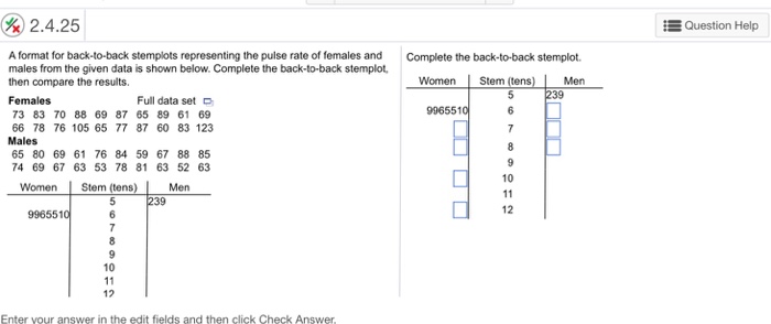 Solved A format (or back-to-back stemplots representing the | Chegg.com