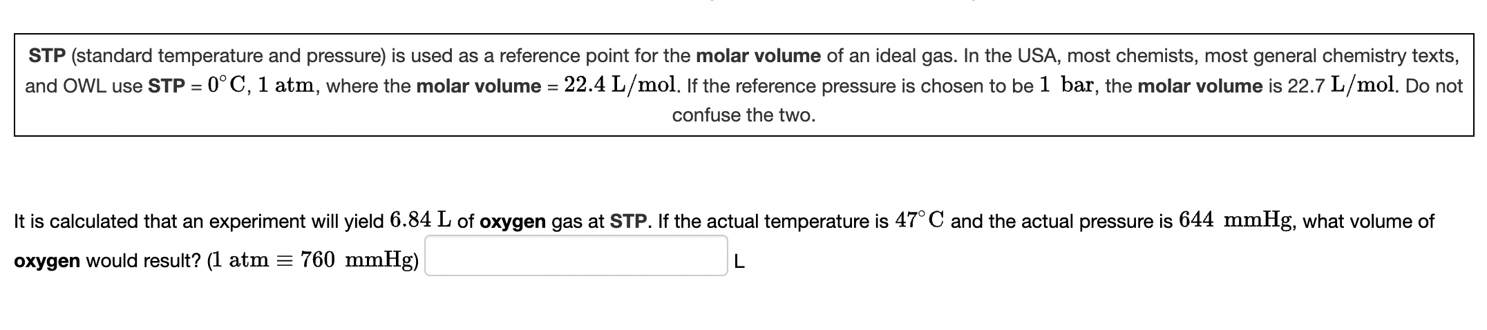 Solved STP (standard temperature and pressure) is used as a | Chegg.com