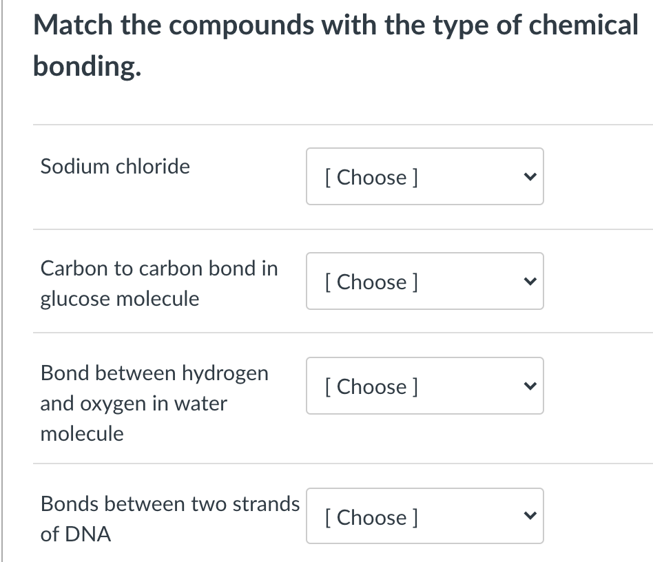 Solved Match the compounds with the type of chemical | Chegg.com