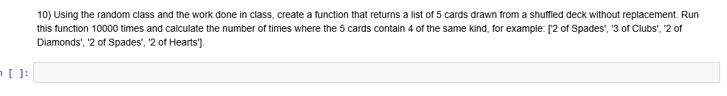 Solved 10 Using Random Class Work Done Class Create Function Returns List 5 Cards Drawn