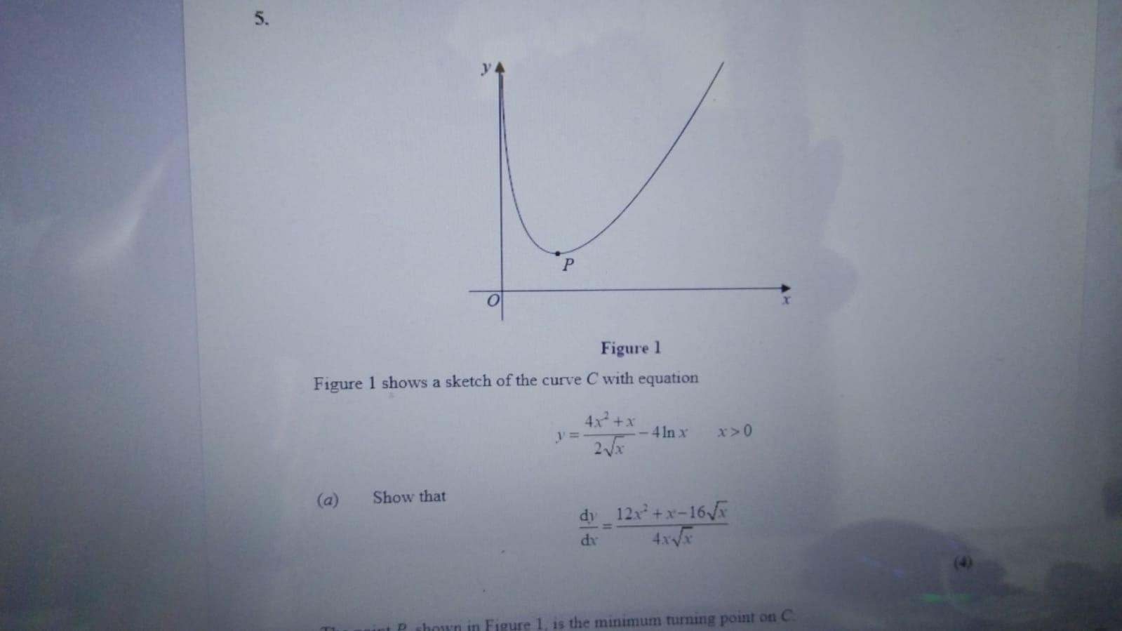 Solved 5. P Figure 1 Figure 1 shows a sketch of the curve C | Chegg.com