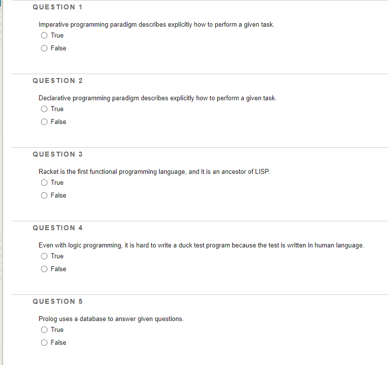 Solved QUESTION 1 Imperative programming paradigm describes | Chegg.com