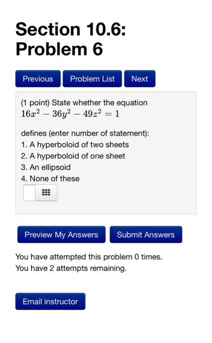 Solved State Whether The Equation 16x 2 36y 2 49z 2 1 Chegg