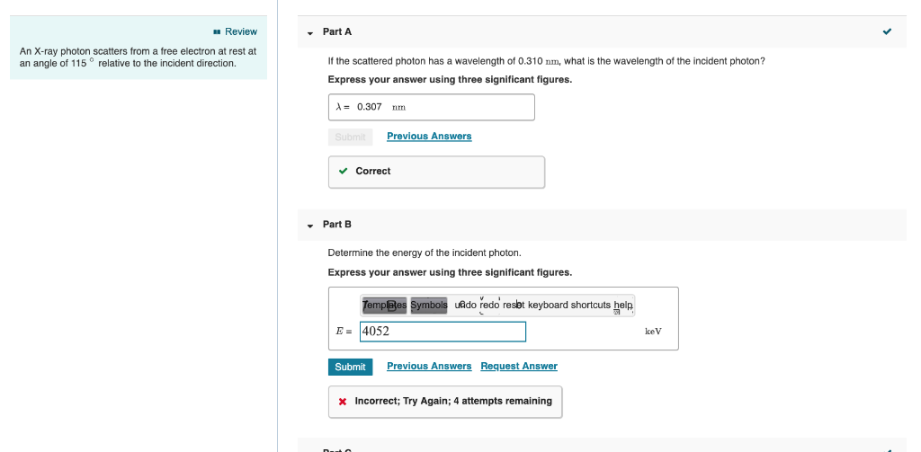 Solved Review Part A An X-ray photon scatters from a free | Chegg.com