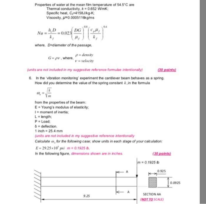 Solved 1 For The Convective Heat Transfer Experiment