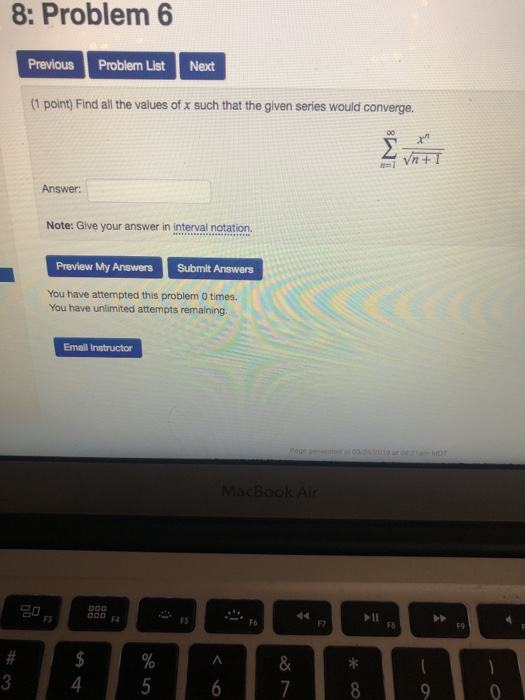 Solved : Problem 2 Previous Problem List Next (1 point) Find | Chegg.com