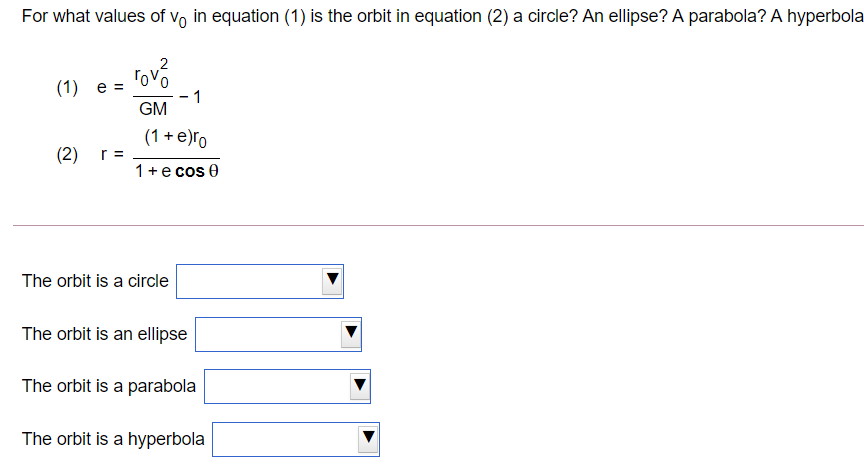 Solved For what values of vo in equation (1) is the orbit in | Chegg.com