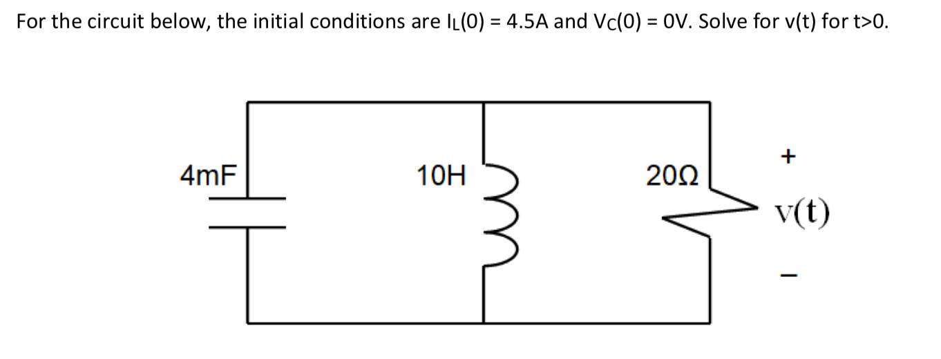 Solved For the circuit below, the initial conditions are | Chegg.com