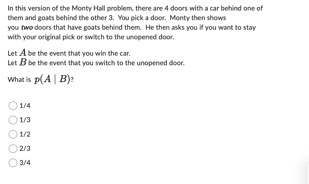 In This Version Of The Monty Hall Problem, There Are | Chegg.com