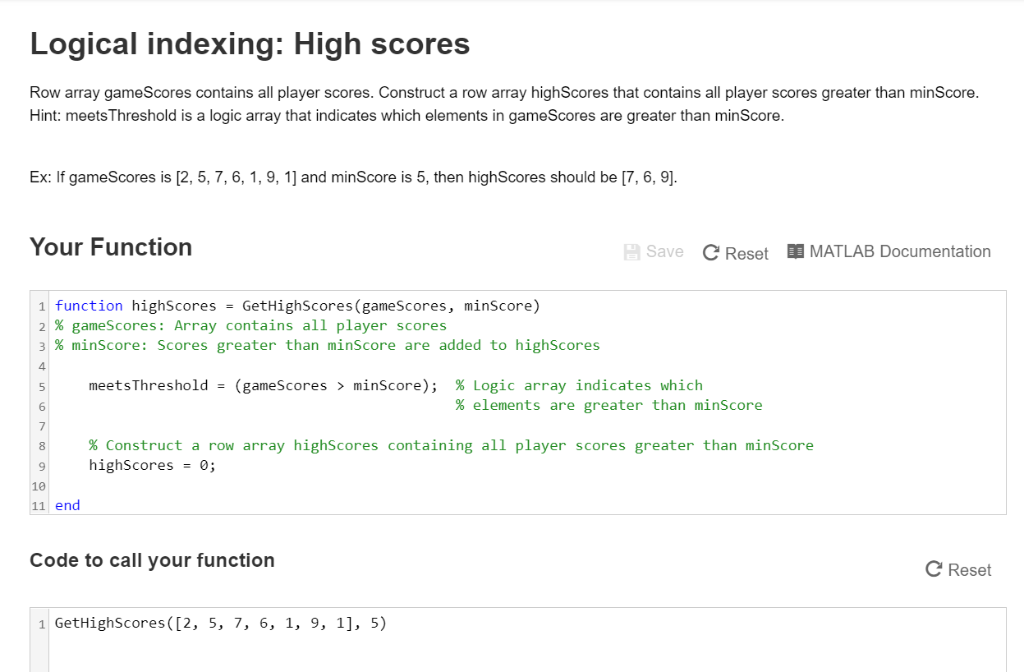 Solved CAIIE 3.1.1 Logical indexing Player scores. This