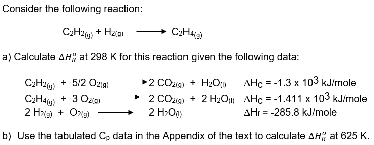 Solved Consider the following reaction C2H2 g H2 g Chegg